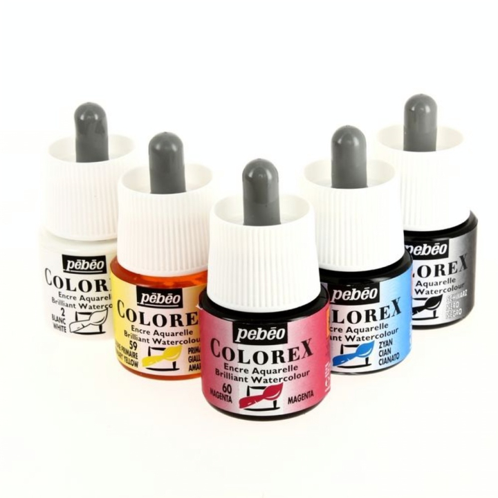 Encre aquarelle Colorex set de 5 x 45ml - Pébéo - Rougier et Plé