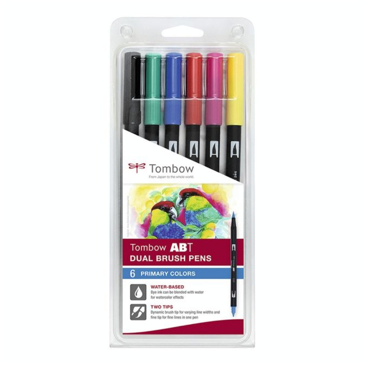Feutre-pinceau set de 6 couleurs basiques - Tombow - Rougier et Plé