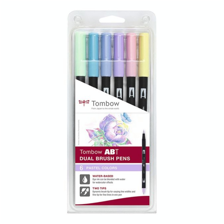 Feutre-pinceau set de 6 couleurs pastel - Tombow - Rougier et Plé