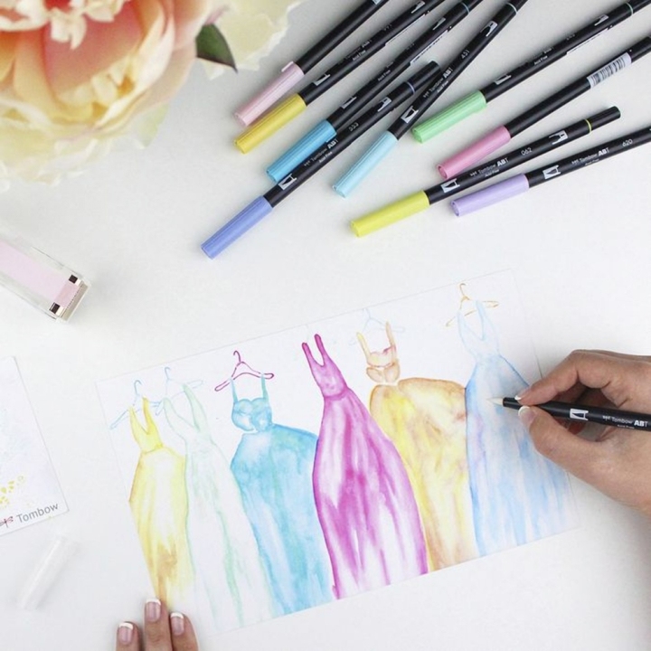 Feutre-pinceau set de 6 couleurs pastel - Tombow - Rougier et Plé