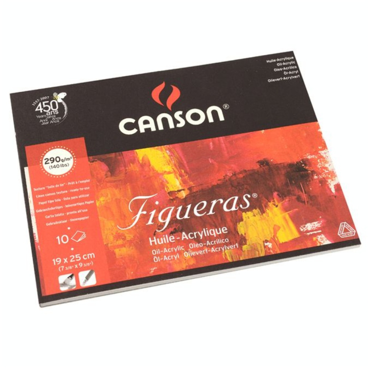 Papier pour l'huile Figueras bloc de 10 feuilles 290g 19 x 25cm grain toilé - Canson - Rougier et Plé