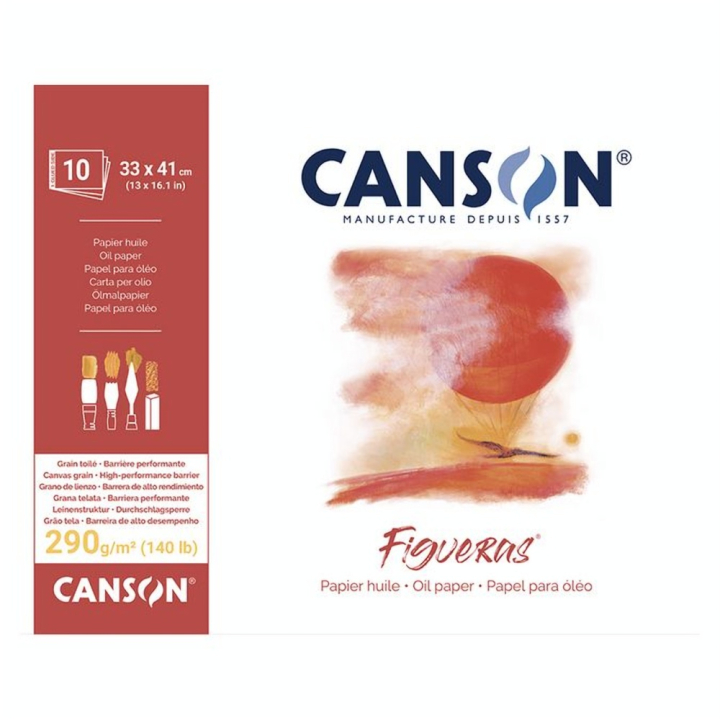 Papier pour l'huile Figueras bloc de 10 feuilles 290g 33 x 41cm grain toilé - Canson - Rougier et Plé