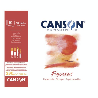Papier pour l'huile Figueras bloc de 10 feuilles 290g 38 x 46cm grain toilé - Canson - Rougier et Plé