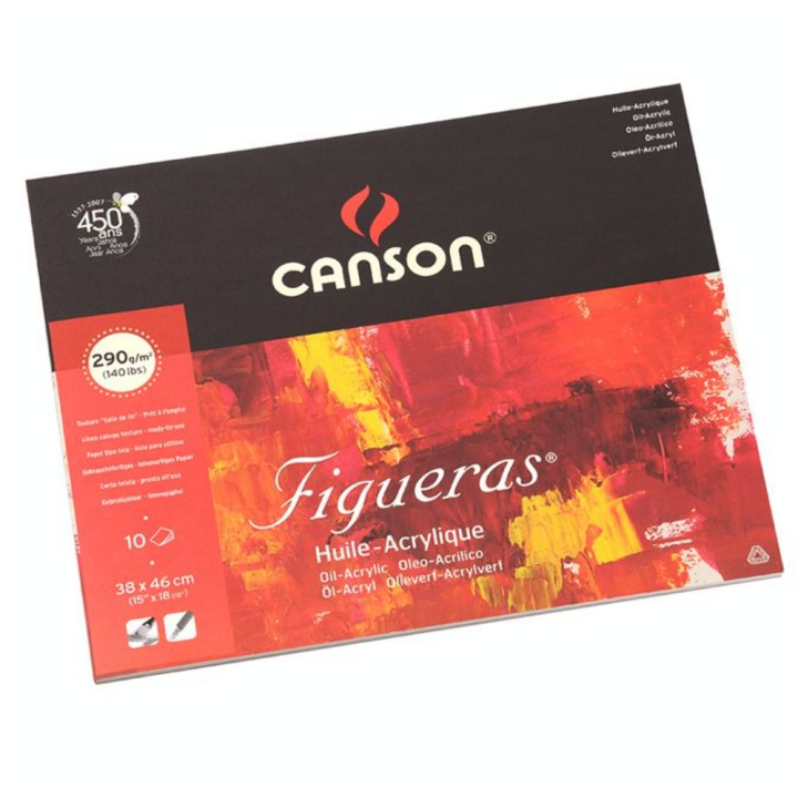 Papier pour l'huile Figueras bloc de 10 feuilles 290g 38 x 46cm grain toilé - Canson - Rougier et Plé