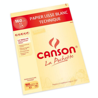 Papier Lavis technique 160g A3 pochette de 10 feuilles - Canson - Rougier et Plé