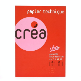 Papier lavis technique 160 g A3 - pochette de 10 feuilles - Créa - Rougier et Plé