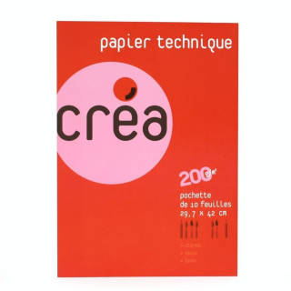 Papier lavis technique 200 g A3 - pochette de 10 feuilles - Créa - Rougier et Plé