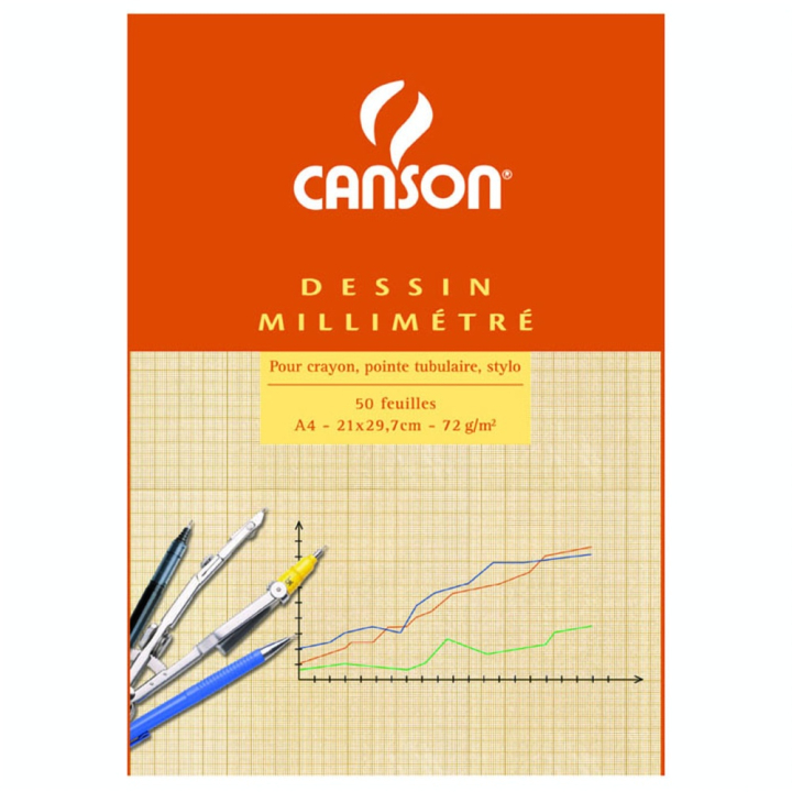 Papier millimétré bloc de 50 feuilles Bistre - Canson - Rougier et Plé