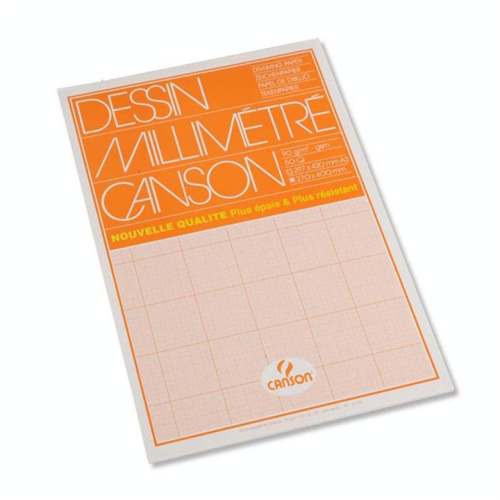 Papier millimétré bloc de 50 feuilles Bistre - Canson - Rougier et Plé