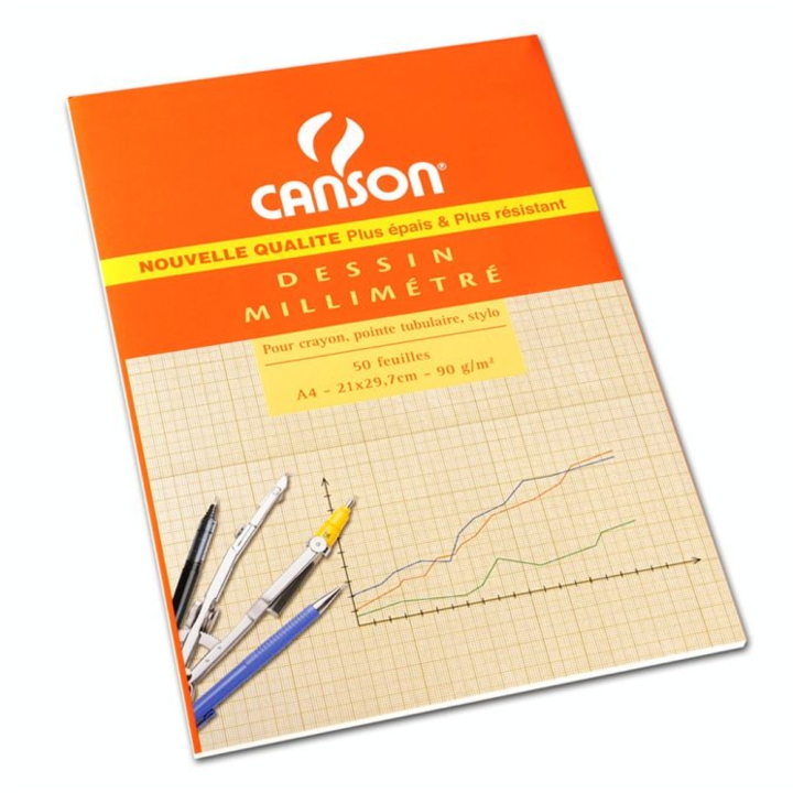 Papier millimétré bloc de 50 feuilles Bistre - Canson - Rougier et Plé