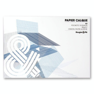 Papier calque 90 g A3 - pochette de 10 feuilles - Rougier&Plé - Rougier et Plé
