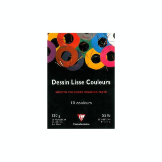 Bloc de papier à dessin 120 g/m² Teintes vives assorties 20 Feuilles - Clairefontaine - Rougier et Plé