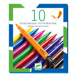 Feutre-pinceau boîte de 10 couleurs classiques - Djeco - Rougier et Plé