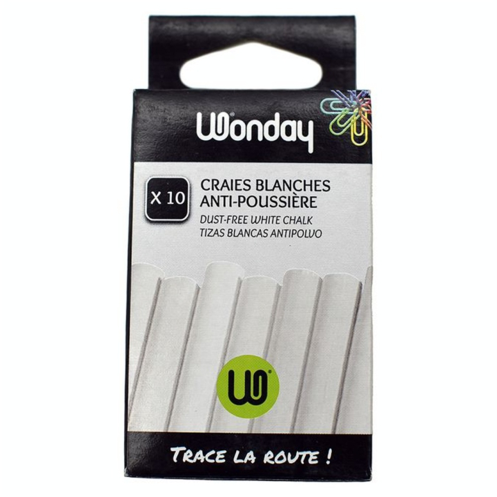 Craies anti-poussière boîte de 10 blanches - Wonday - Rougier et Plé