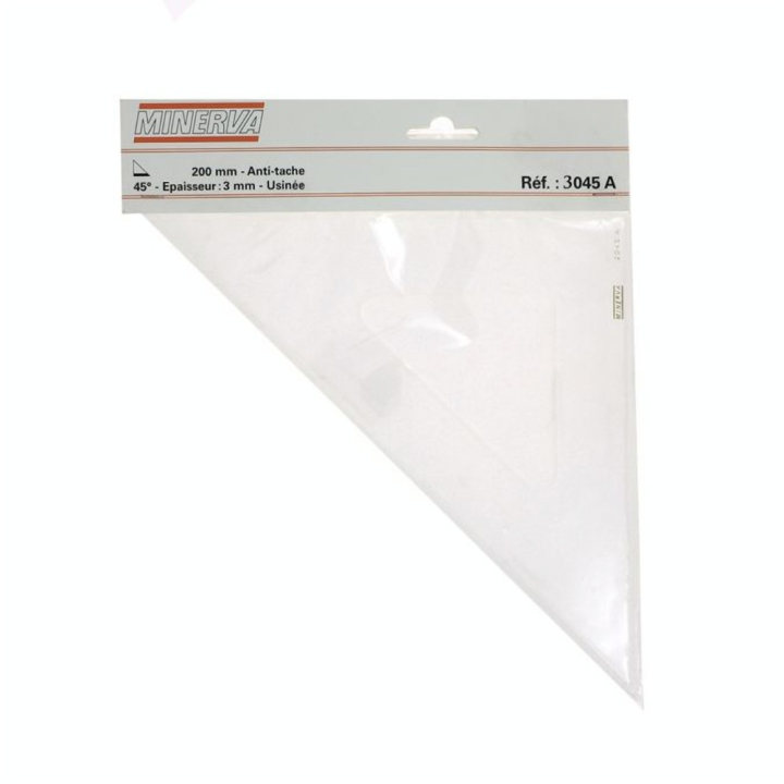 Équerre 3 bords antitaches 45° 30 cm - Minerva - Rougier et Plé