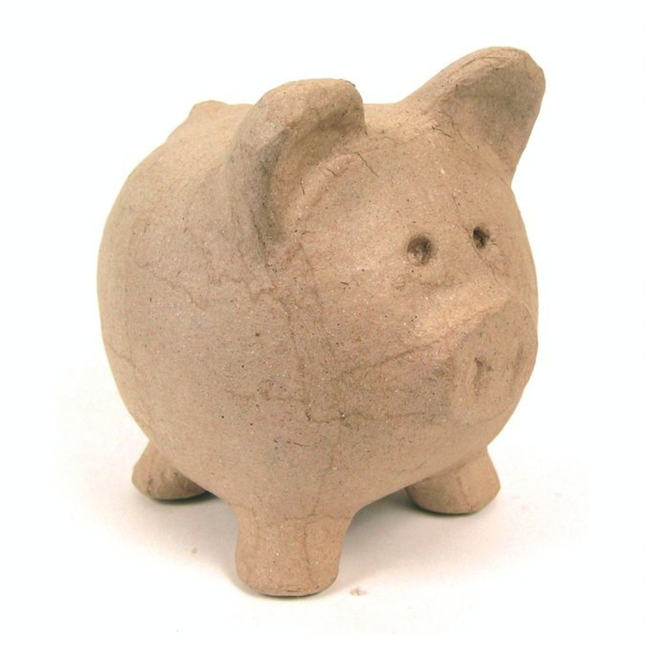 Objet en papier mâché tirelire cochon 12 x 12 x 12cm - Décopatch - Rougier et Plé