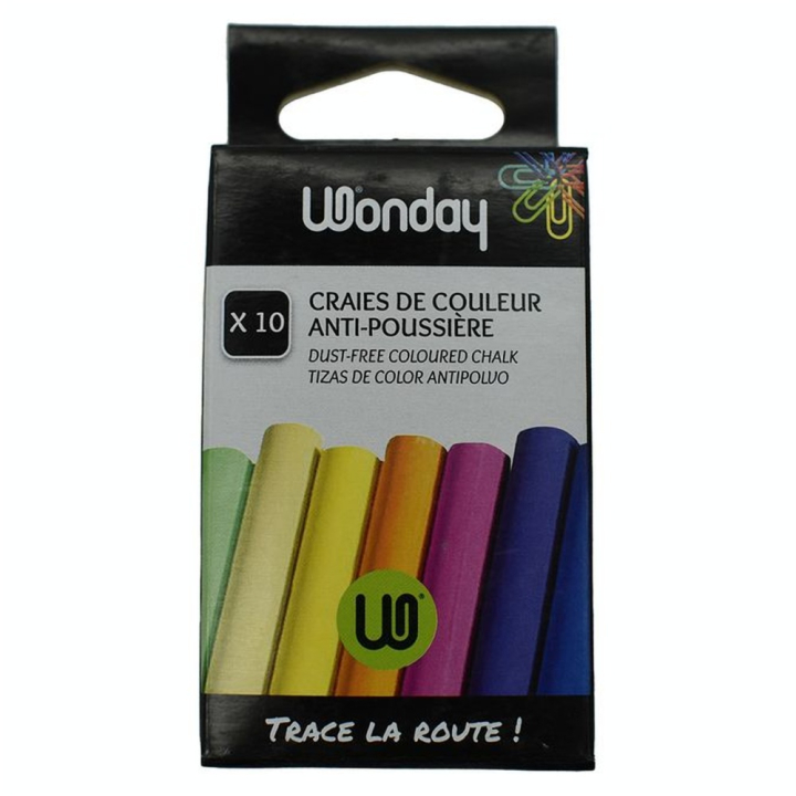 Craies anti-poussière boîte de 10 couleurs assorties - Wonday - Rougier et Plé