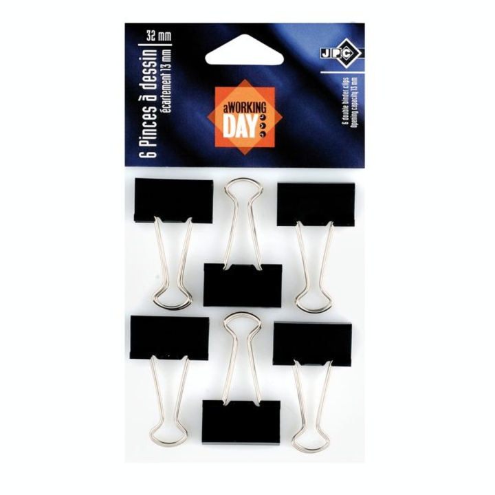 Pinces à dessin D-clip 32 mm écartement 13 mm par 6 - Wonday - Rougier et Plé