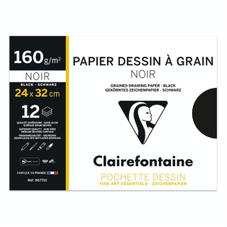 Pochette Dessin Couleur noir Etival Color 24x32 12 feuilles 160g - Clairefontaine - Rougier et Plé
