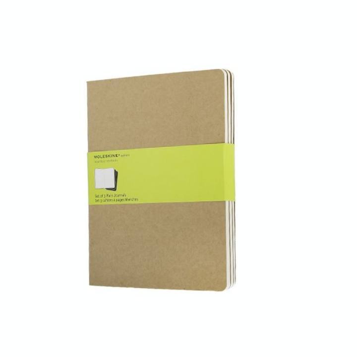 Set de 3 Cahiers pages blanches 19 X 25 kraft - Moleskine - Rougier et Plé