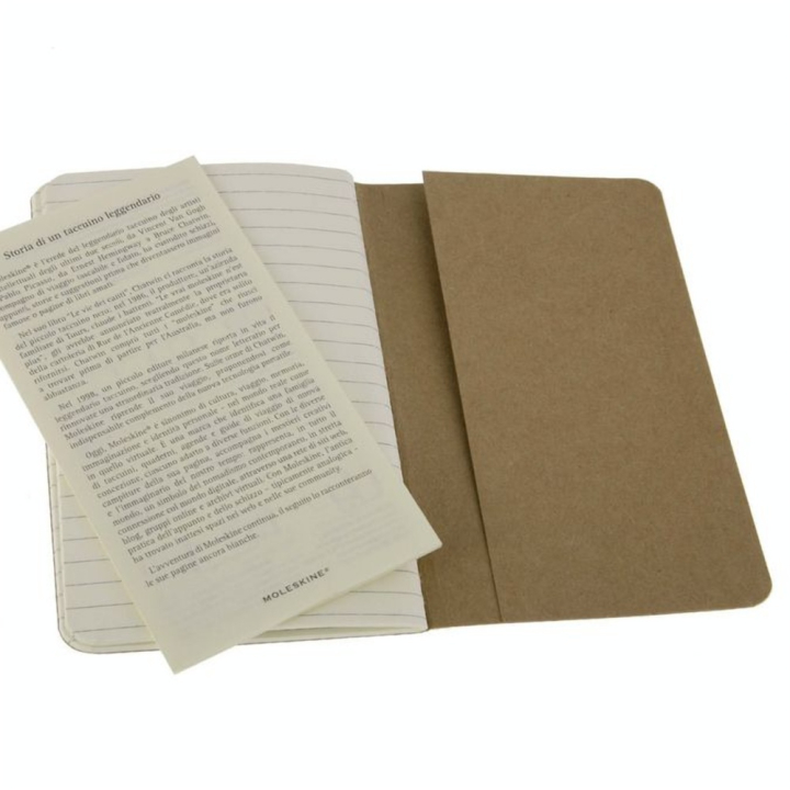 Set de 3 carnets de notes Ligné 9 X 14 kraft - Moleskine - Rougier et Plé