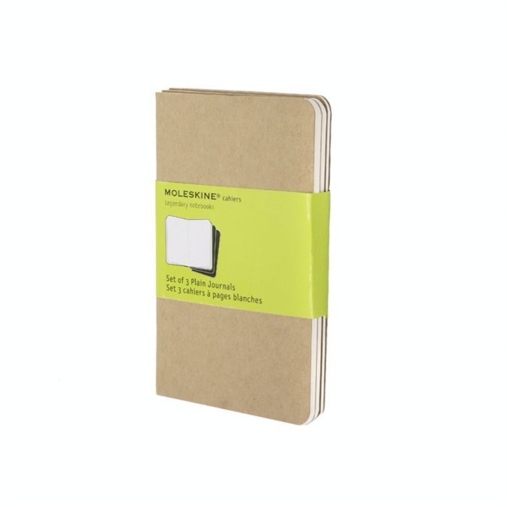Set de 3 carnets de notes pages blanches 9 X 14 kraft - Moleskine - Rougier et Plé