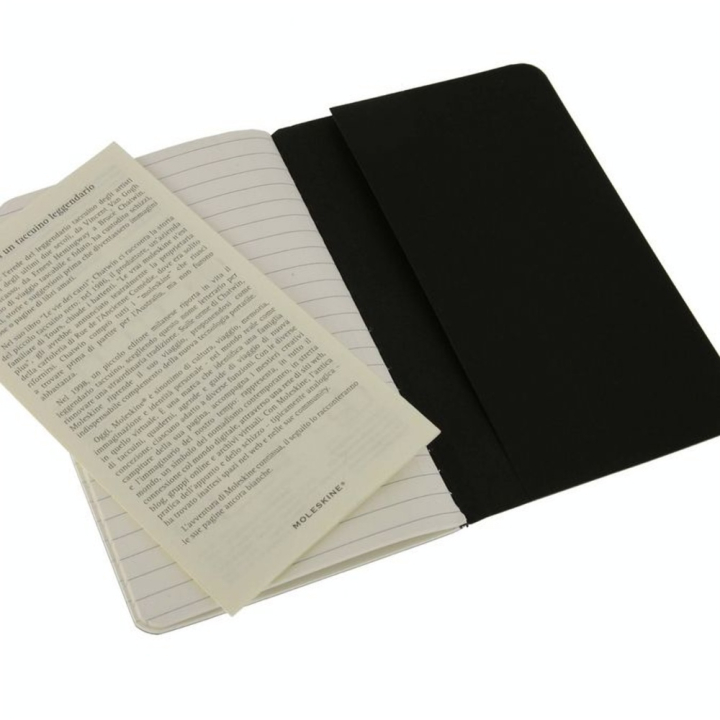 Set de 3 carnets de notes Ligné 9 X 14 noir - Moleskine - Rougier et Plé