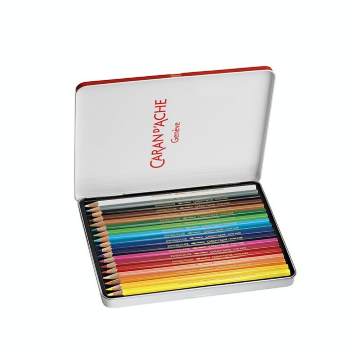 Boîte de 18 crayons de couleurs aquarellables Swisscolor - Caran d'Ache - Rougier et Plé