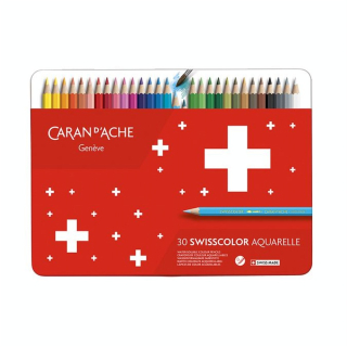 Boîte de 30 crayons de couleurs aquarellables Swisscolor - Caran d'Ache - Rougier et Plé