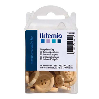 Boutons Bois ronds assortis set de 30 - Artemio - Rougier et Plé
