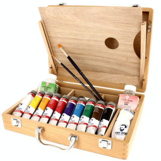 Peinture acrylique super fine Coffret bois 10 tubes + accessoires - Van Gogh - Rougier et Plé