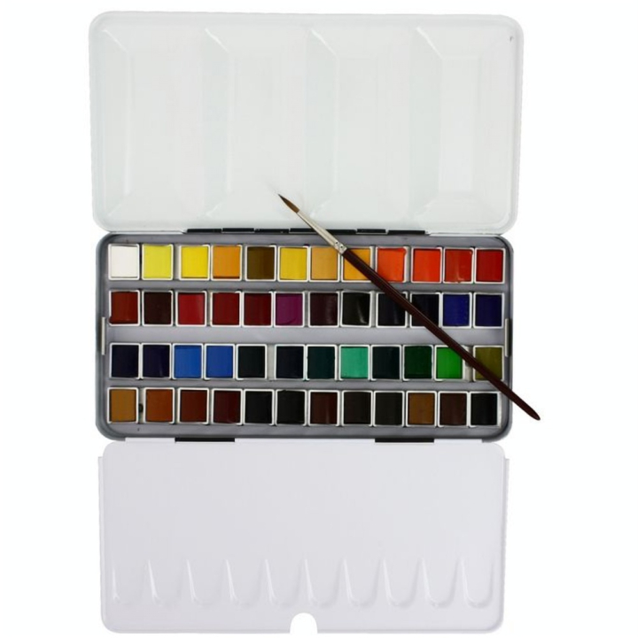 Boite aquarelle extra-fine au miel 48 1/2 godets en boîte métallique - Sennelier - Rougier et Plé