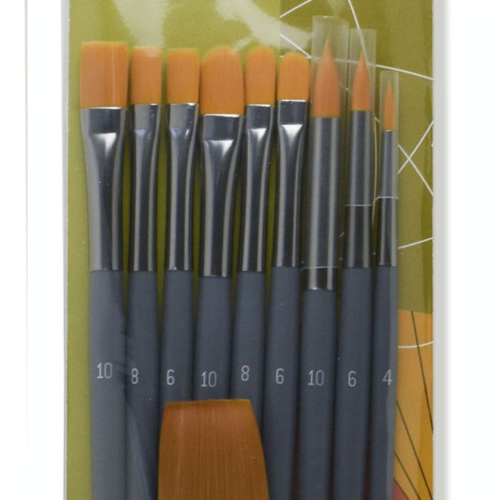 Set de 9 pinceaux en fibre synthétique + 1 spalter - Rougier&Plé - Rougier et Plé