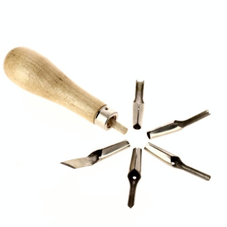 Set de 5 gouges pour linogravure + manche - Créa - Rougier et Plé