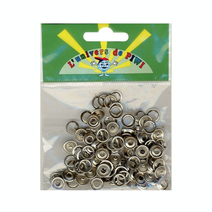 Sachet de 50 boutons à pression argentés Ø 9 - L'univers de PIWI - Rougier et Plé