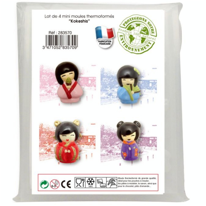 Lot de 4 minis moules kokeshi - DTM - Rougier et Plé
