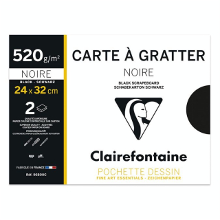 Pochette de 2 cartes à gratter noires 24 x 32 cm - Clairefontaine - Rougier et Plé