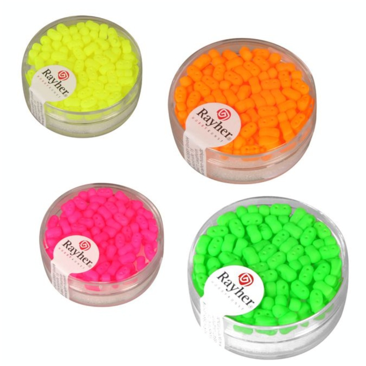 Perle en verre Néons 2 trous - Rayher - Rougier et Plé