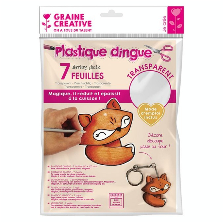 Plastique dingue transparent 7 feuilles 26 x 20 cm - Graine Créative - Rougier et Plé