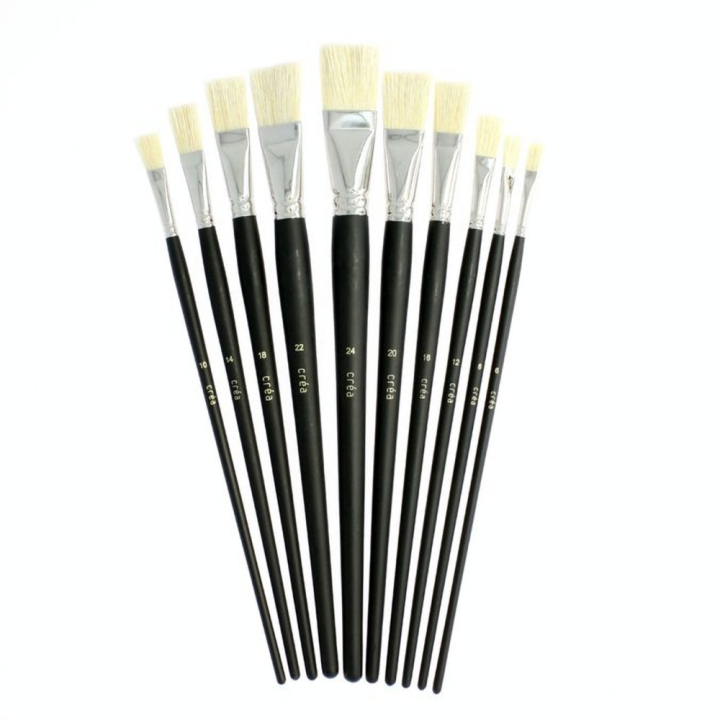 Set de 10 pinceaux en soie de porc long - Créa - Rougier et Plé