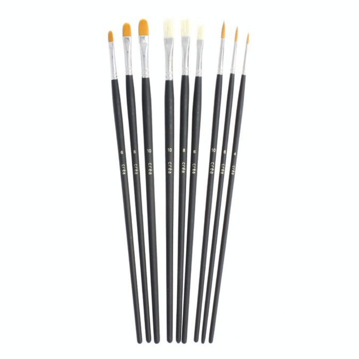 Set de 9 pinceaux en synthétique et soie de porc - Créa - Rougier et Plé