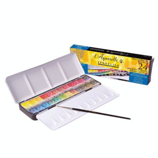 Boite d'aquarelle extra-fine au miel de 24 demi-godets - Sennelier - Rougier et Plé
