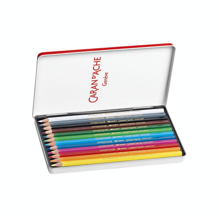 Boîte de 12 crayons de couleurs aquarellables Swisscolor - Caran d'Ache - Rougier et Plé