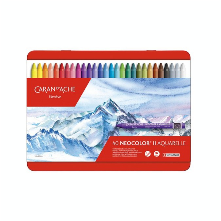 Boîte métal de 40 craies à al cire aquarellables NEOCOLOR II - Caran d'Ache - Rougier et Plé