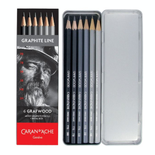 Boîte métal de 6 crayons graphite GRAFWOOD - DATASHEET - Caran d'Ache - Rougier et Plé
