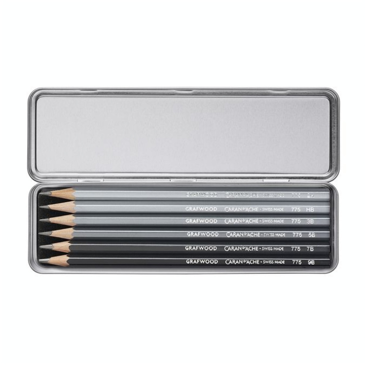 Boîte métal de 6 crayons graphite GRAFWOOD - DATASHEET - Caran d'Ache - Rougier et Plé