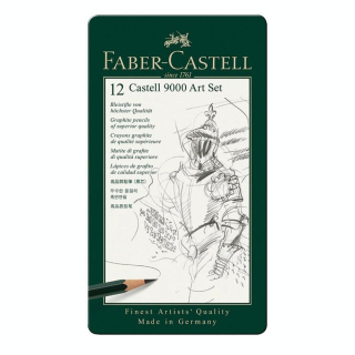 Boîte métal 12 crayons graphite CASTELL 9000 ART SET - Faber-Castell - Rougier et Plé