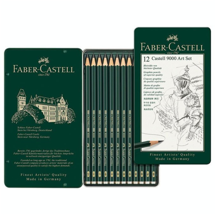 Boîte métal 12 crayons graphite CASTELL 9000 ART SET - Faber-Castell - Rougier et Plé