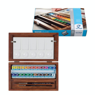 Coffret en bois 24 demi-godets aquarelle super fine - Talens - Rougier et Plé
