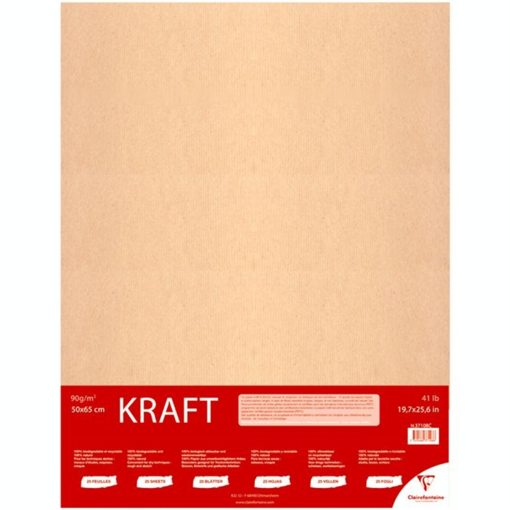 Manipack de 25 feuilles kraft 50 x 65 cm 90 g/m² - Clairefontaine - Rougier et Plé